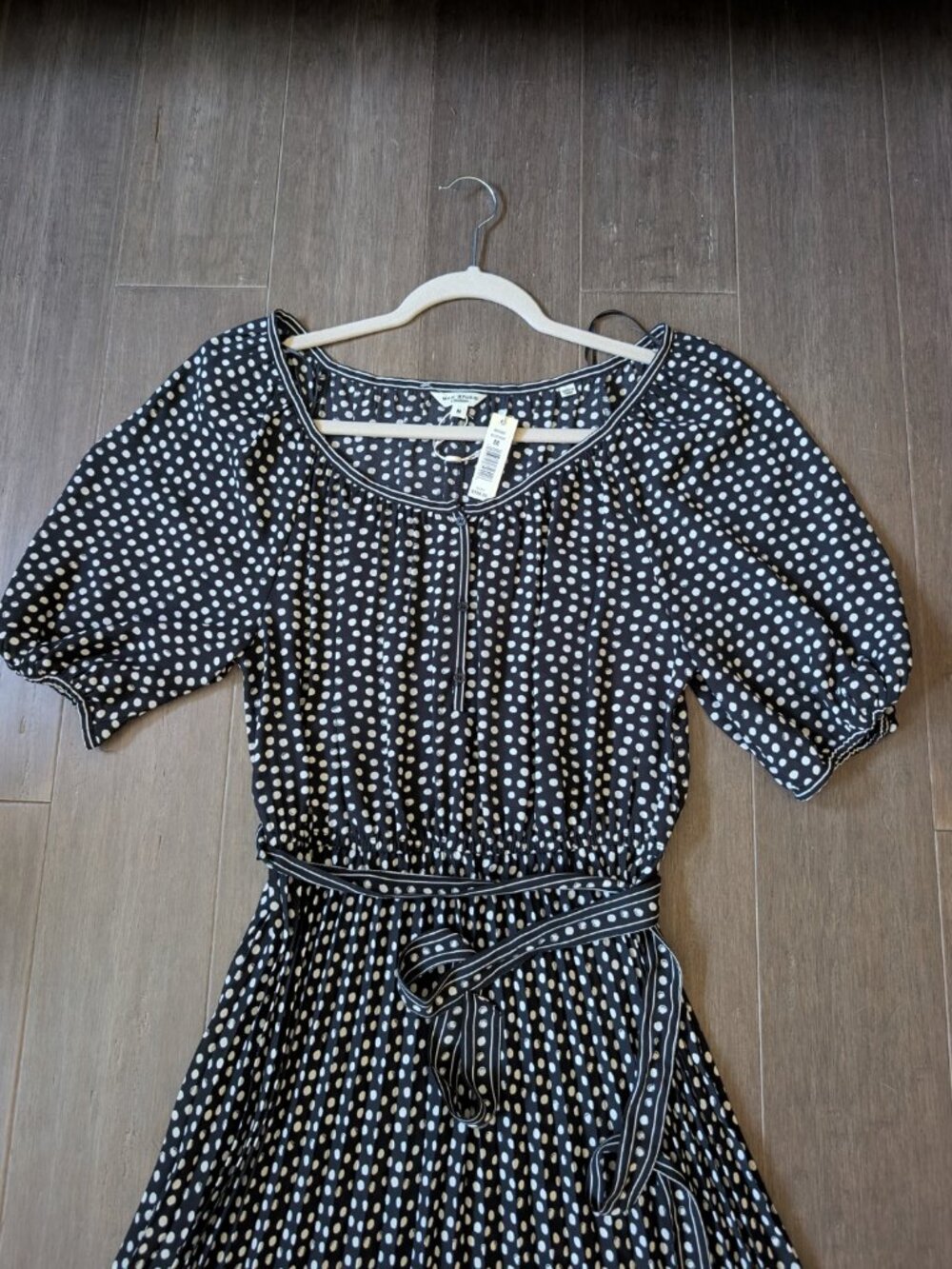 Max Studio Black and White Polka Dot Midi Dress - Picture 4 of 11